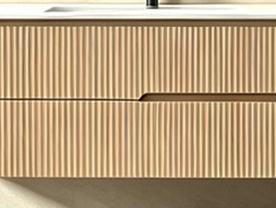 Oak-Tone Wall-Mounted Bathroom Vanity